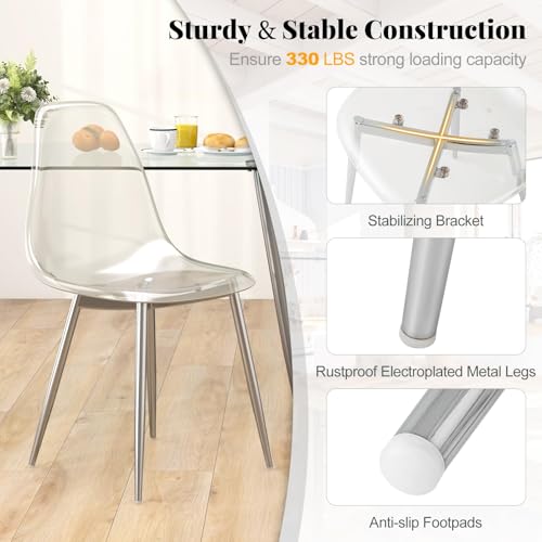 Tangkula Glass Dining Table Set for 4, Modern Kitchen Table and Chairs, Glass Dining Room Table Set for Small Living Room, Kitchen