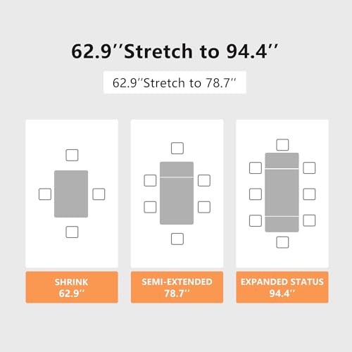 Luck Live 62.9'' to 94.4'' Extendable Dining Tables for 6 to 10 - New sintered Stone Material Rectangle Dining Table -High Hardness，White, Easy