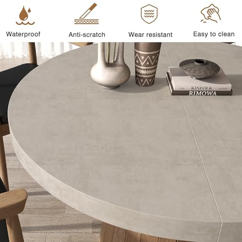 homary 39"-55" Round Extendable Dining Table Farmhouse Oval Kitchen Table Pedestal Dining Room Table for 6 Persons