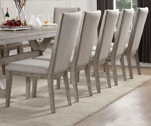 Generic 13-ps Kitchen Furniture Set Include 1 Dining Table, 10 Side Chairs and 2 Arm Chairs Formal Dining Table Set, Set for 12 Persons, Gray Oak, AH0018
