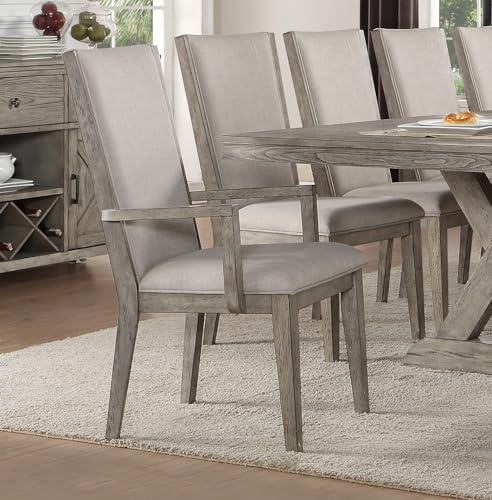 Generic 13-ps Kitchen Furniture Set Include 1 Dining Table, 10 Side Chairs and 2 Arm Chairs Formal Dining Table Set, Set for 12 Persons, Gray Oak, AH0018