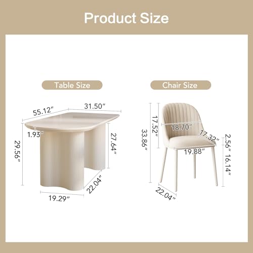 Guyii Dining Table Set with 6 Chairs, Modern Kitchen Table Set, Indoor Dining Table for Kitchen, Bar, Living Room, Breakfast Nook, Small Space, White