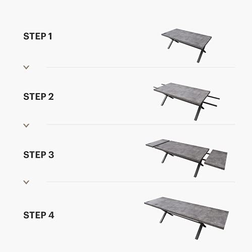 Acanva Expandable Dining Table for 6-8 Seat, Modern Rectangle Design with Extension Leaf for Kitchen Restaurant, Thicker Top and Carbon Steel Pedestal, 74.9''(+40)Wx37''Dx30''H, Dark Grey