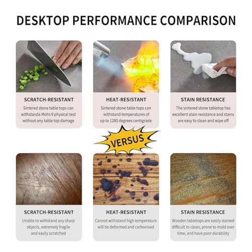 Modern Dining Table for 6-8, Extendable Dining Table Sintered Stone Dining Table Top with V-Shape Carbon Steel Pedestal Table, 79 inch Rectangle Dining Table for Dining Room Table (1Table+6 Chairs)