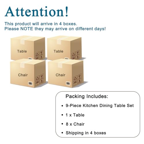 MUUOKY 71'' Modern Dining Table Set for 8，Kitchen Table Set for 8, Dining Faux Marble Table Set for 8 with PU Leather Chairs for Kitchen, Dining, Bar, Living Room