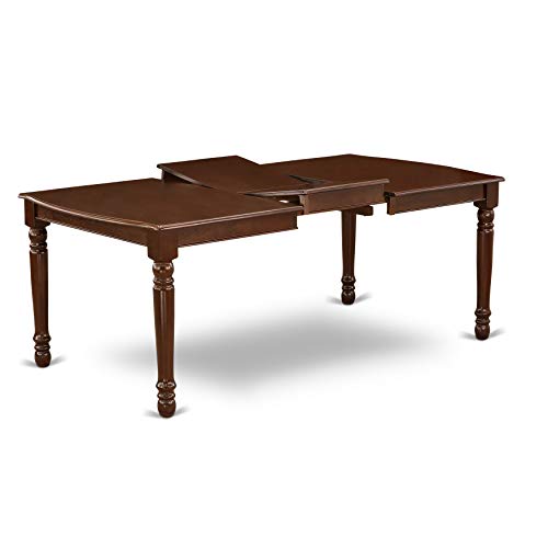 East West Furniture DOEL9-MAH-16 Dover 9 Piece Room Set Includes a Rectangle Butterfly Leaf Kitchen Table and 8 Dark Khaki Linen Fabric Parsons Dining Chairs, 42x78 Inch, Mahogany