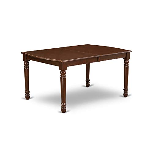 East West Furniture DOEL9-MAH-16 Dover 9 Piece Room Set Includes a Rectangle Butterfly Leaf Kitchen Table and 8 Dark Khaki Linen Fabric Parsons Dining Chairs, 42x78 Inch, Mahogany