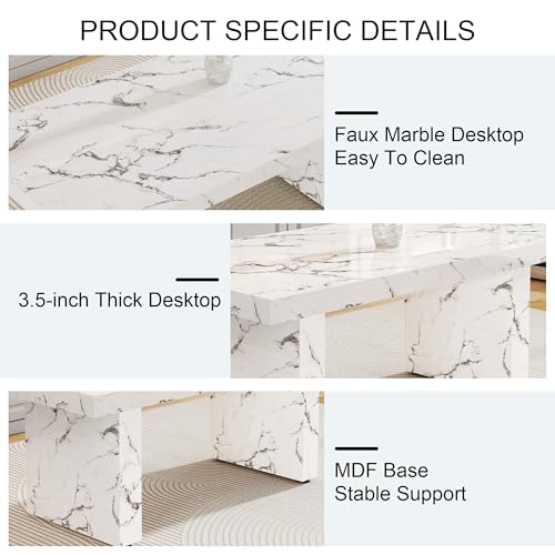 11 Piece Dining Table Set, 79" Marble Dining Table Set for 10, Marble Pattern MDF Dining Table Top and Base, 10 PU Leather Dining Chairs with Chrome Plated Metal Legs for Kitchen Dining Room.