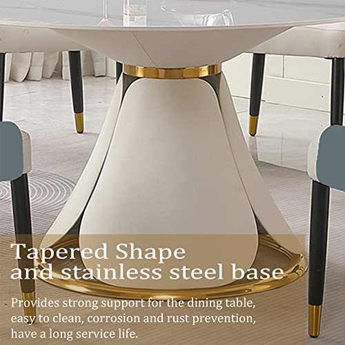 Runboll 59" Round Dining Table Set for 6 with Lazy Susan, Modern Dining Room Table Set with 6 Chairs and 31.5" Round Turntable, Sintered Stone 7 Pieces Dining Table Set