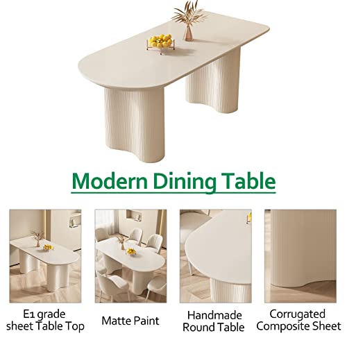 GraceNook Dining Table Set for 6, Accent Dining Table with 6 Chairs, 55" Oval Table with Comfy High Elasticity Chairs, Modern Dining Tables with 6 Chairs for Dining Room, Kitchen