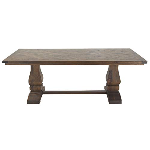 Deco 79 Mango Wood Dining Table with Parquet Inlay, 84" x 42" x 30", Brown