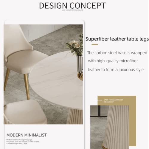 Wohh Round Marble Dining Table, Dining Table Faux Marble, Stone Top Dining Table Set for 6-8 (53 Table and 6 Chairs)