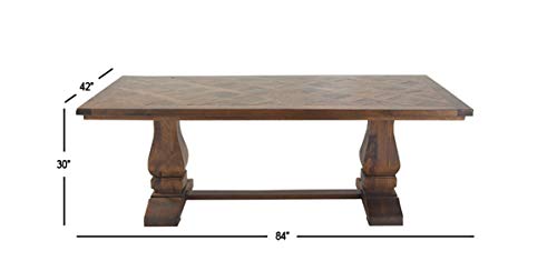 Deco 79 Mango Wood Dining Table with Parquet Inlay, 84" x 42" x 30", Brown