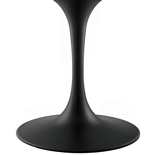 Modway Lippa 78" Oval-Shaped Mid-Century Modern Dining Table with Artificial Marble Top and Black Base