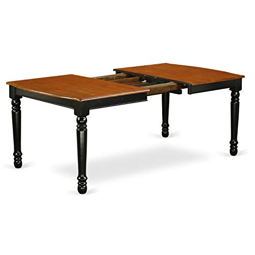 East West Furniture DOKE9-BCH-LC Dover 9 Piece Set Includes a Rectangle Dining Room Table with Butterfly Leaf and 8 Faux Leather Upholstered Chairs, 42x78 Inch, Black & Cherry