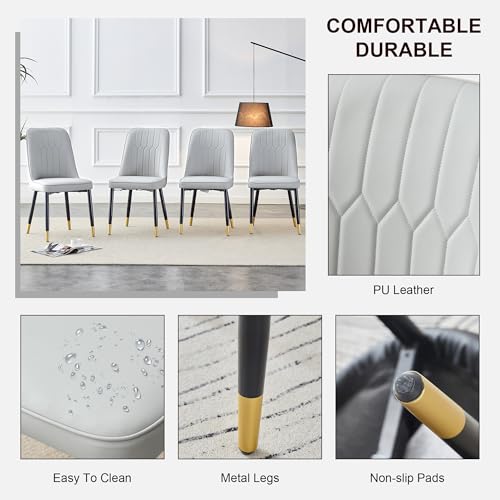 FOUREA 67" Modern Dining Table Set for 6, Kitchen Faux Marble Table Chairs Set of 6, Dining Room Sets for 6 PU Leather Upholstered Chairs for Kitchen, Dining Room, Living Room.