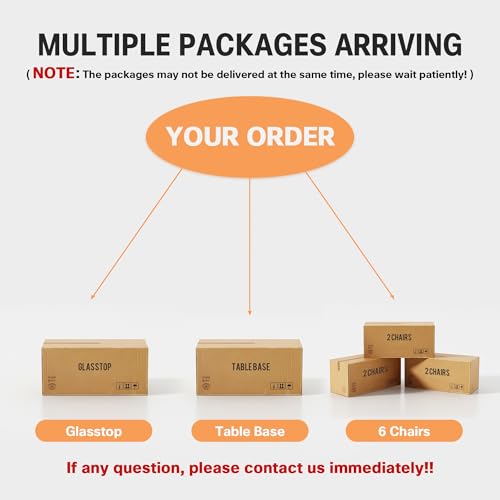 Tempered Glass Dining Table Chair Set with 6 High-end Button-Tufted Leather Dining Room Chairs 48" Round Kitchen Table with Glasstop and 6 Table Side Chairs with Nailhead Trim, Yellowish Brown