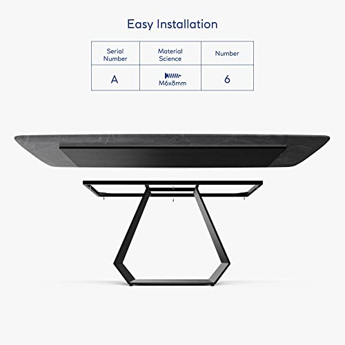 POVISON Modern Dining Table for 6-8, Sintered Stone Dinning Table Grey Dinner Table with Carbon Steel Base, 71" Rectangle Kitchen Table for Dining Room Table(Table Only)