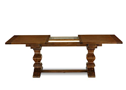 East West Furniture LAVE7-88-04 7 Piece Dining Table Set Consist of a Rectangle Dining Room Table with Removable Leaf and 6 Light Tan Linen Fabric Parson Chairs, 42x92 Inch, Walnut