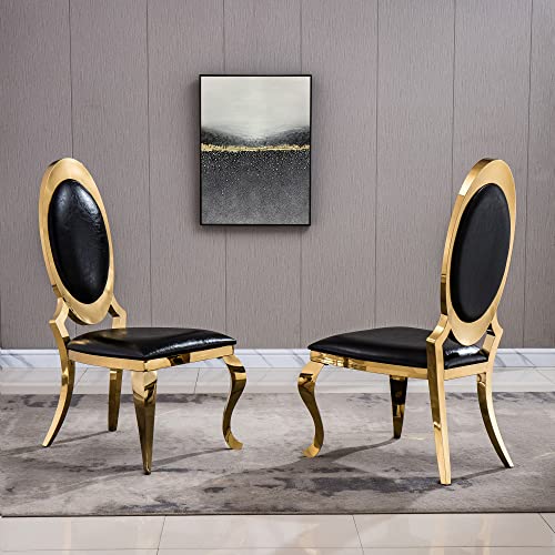 Henf 9 Piece Marble Dining Table Set for 8, Modern Gold Kitchen Table and Chairs for 8, Dining Room Table Set with 70" Faux Marble Dinner Table & 8 Upholstered Leather Chairs w/Stainless Steel Legs