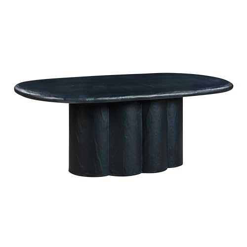 Tov Furniture Elika Black Faux Plaster Oval Dining Table