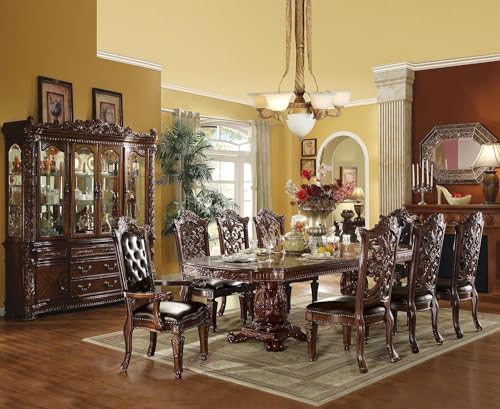 Kitchen Furniture Set 9pc Formal Dining Table Set Include 1 Dining Table, 6 Side Chairs and 2 Arm Chairs, 8-Person Solid Wood Extendable Dining Set (Cherry B)