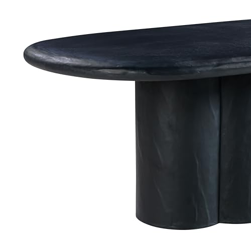 Tov Furniture Elika Black Faux Plaster Oval Dining Table