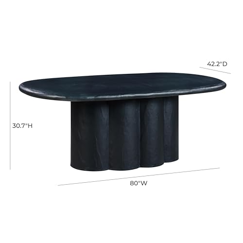 Tov Furniture Elika Black Faux Plaster Oval Dining Table