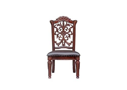 Kitchen Furniture Set 9pc Formal Dining Table Set Include 1 Dining Table, 6 Side Chairs and 2 Arm Chairs, 8-Person Solid Wood Extendable Dining Set (Cherry B)