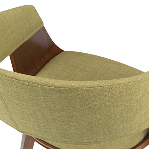 SIMPLIHOME Lowell / Draper Mid Century Modern 7 Pc Dining Set with 6 Upholstered Bentwood Dining Chairs in Acid Green Linen Look Fabric and 66 Inch Wide Table, For the Dining Room and Kitchen