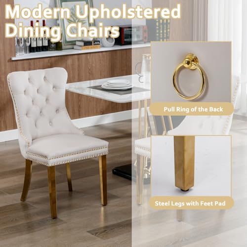 Gnrolaz 7 Pieces Dining Table Set, Luxurious Gold Dining Table and Chair Set for 6, 70inch Faux Marble Dining Room Table with 6 Dining Chairs, Dual-U Stainless Steel Base Kitchen Table for 6