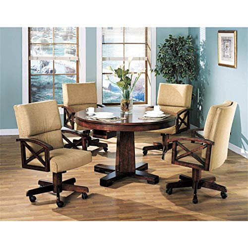 Coaster Home Furnishings Marietta 5-Piece Game Table Dining Set, Tobacco and Tan