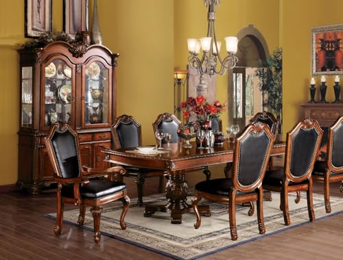 Generic 9-ps Formal Dining Table Set Kitchen Furniture Set Include 1 Extendable Dining Table, 6 Side Chairs and 2 Arm Chairs, Set for 8 Persons (Type B), Onesize, AH018
