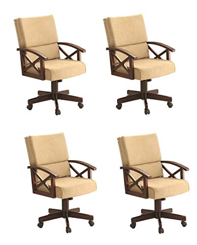 Coaster Home Furnishings Marietta 5-Piece Game Table Dining Set, Tobacco and Tan