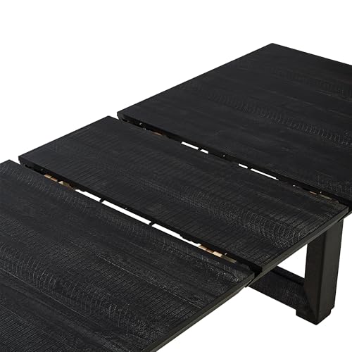 kevinplus 98'' Rustic Wood Dining Table Extendable Kitchen Table & 6 Chairs, Modern Farmhouse Countryside Rectangular Dining Room Table for 6 (7-Pcs: 1 Table+6 Chair, Dark Gray)