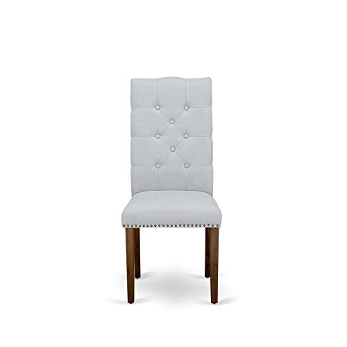 East West Furniture LAEL9-88-05 9 Piece Dining Set Includes a Rectangle Dining Room Table with Removable Leaf and 8 Grey Linen Fabric Upholstered Chairs, 42x92 Inch, Walnut