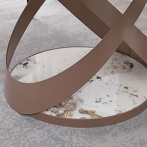 Montary 7 Piece Dining Table Set, Modern Dining Table Set of 6, Round 59" D Faux Marble Dining Table with Lazy Susan, Sintered Stone Dining Table with 6 Dining Chairs, for Dining Room