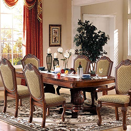 7-Piece Dining Set with 1 Dining Extension Table, 4 Side Chairs and 2 Arm Chairs, Set for 6 People