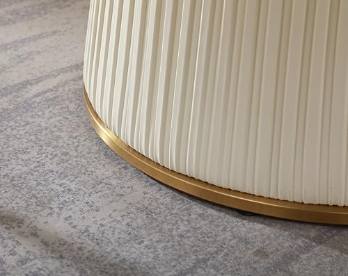 Montary 9 Piece Dining Table Set, Modern Dining Table Set of 8, Includes 59" D Marble Round Dining Table with Lazy Susan, 8 Cream White Dining Chairs for Home, Kitchen, Dining Room