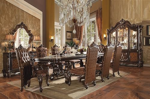 Kitchen Furniture Set 9pc Formal Dining Table Set Include 1 Extendable Dining Table, 6 Side Chairs and 2 Arm Chairs, 8-Person Dining Set, Set for 6-8 People (Cherry Oak)