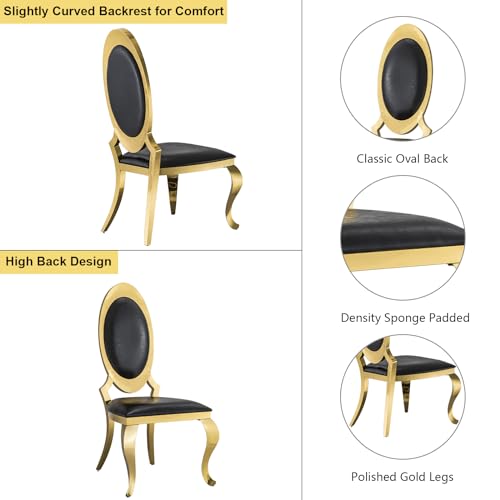 AUZ 7 Pieces Dining Table Set, Luxurious Gold Dining Table Set for 6, 72-inch Dining Table Set with 6 Black and Gold Dining Chairs