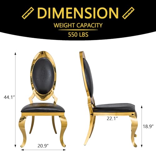 AUZ 7 Pieces Dining Table Set, Luxurious Gold Dining Table Set for 6, 72-inch Dining Table Set with 6 Black and Gold Dining Chairs