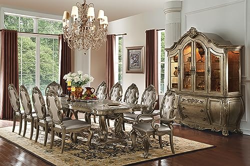 Kitchen Furniture Set 11pc Formal Dining Table Set Include 1 Dining Table, 8 Side Chairs and 2 Arm Chairs, Set for 10 (Vintage Oak)
