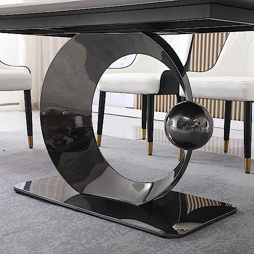 Montary 7 Piece Dining Room Set, Modern Dining Table and Chairs Set, Sintered Stone Dining Table Set for 6, White Marble Dining Table with 6 Chairs for Kitchen, Dining Room