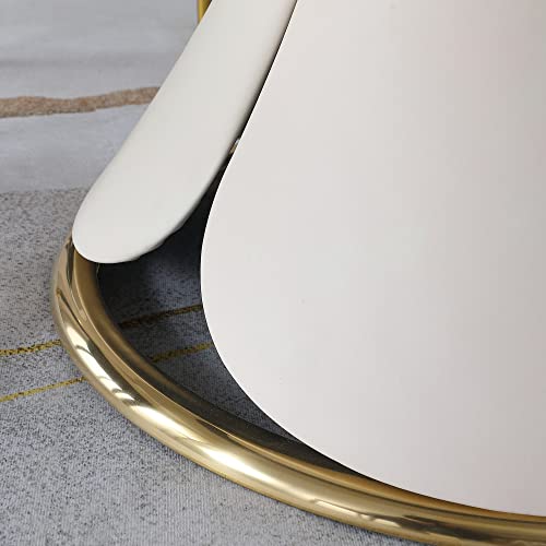 Round Dining Table Set for 8, Modern 59" Sintered Stone Kitchen Table with 31.5" Round Turntable and 8 PU Leather Chairs Set, 9 Pieces Dining Room Sets for Kitchen,Grey