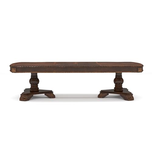 Furniture of America Springbrook Traditional 7-Piece Set Rectangle Wood Table and 6 Padded Armless Chairs for Dining Room, Kitchen, Cherry Brown and Beige