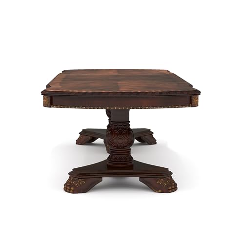 Furniture of America Springbrook Traditional 7-Piece Set Rectangle Wood Table and 6 Padded Armless Chairs for Dining Room, Kitchen, Cherry Brown and Beige