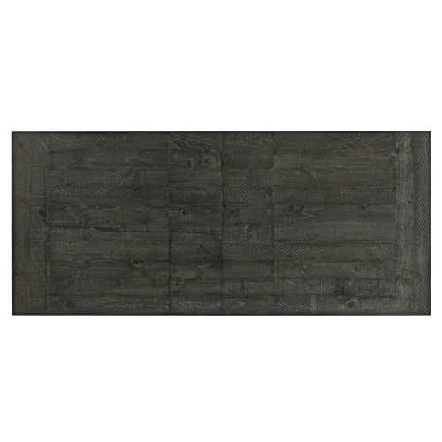 Sunset Trading Gray Trestle 7 Piece Dining Set | 96" Rectangular Extendable Table | 6 Upholstered Side Chairs | Distressed Wood | Seats 8, | 3 Size Expandable