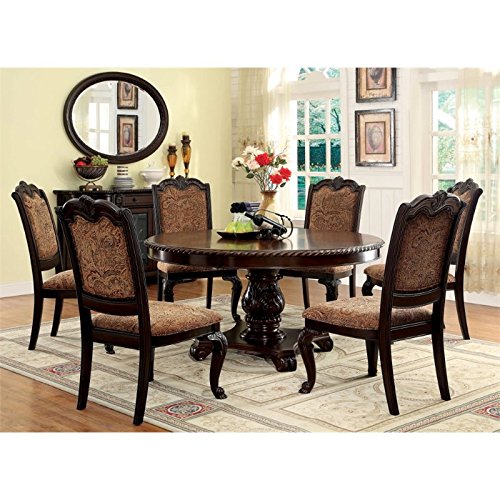 Furniture of America Ramsaran Wood 7-Piece Dining Table Set in Brown Cherry