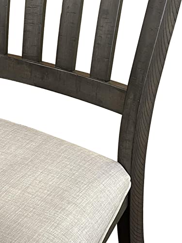 Sunset Trading Gray Trestle 7 Piece Dining Set | 96" Rectangular Extendable Table | 6 Upholstered Side Chairs | Distressed Wood | Seats 8, | 3 Size Expandable